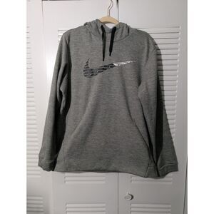 Nike Gray Dri-FIT Pullover Hoodie Swoosh Logo Athletic Sweatshirt